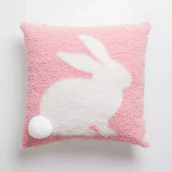 Sale Pink Bunny Hooked Pillow Easter Decorations