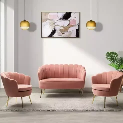 Kirklands Home Sofas & Loveseats|Donata Velvet Tufted Loveseat Pink