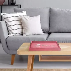 Outlet Pink Happy Valentine's Day Wood Tray Valentines Day Decorations