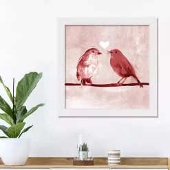 Sale Pink Love Birds Framed Canvas Art Print Valentines Day Decorations
