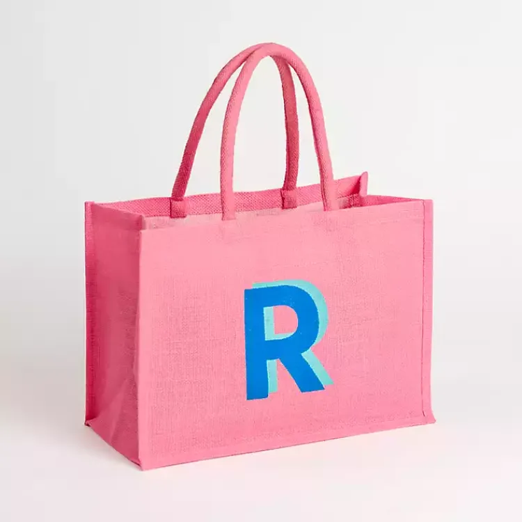 Discount Monogram R Jute Tote Bag Monogram Seasonal Decor