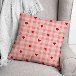 Plaid Hearts Throw Pillow Valentines Day Decorations