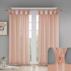 Kirklands Home Curtains & Drapes|Rosette Tab Top Curtain Panel, 84 in. Pink