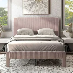 Kirklands Home Beds & Headboards|Upholstered Dalia Queen Platform Bed Pink