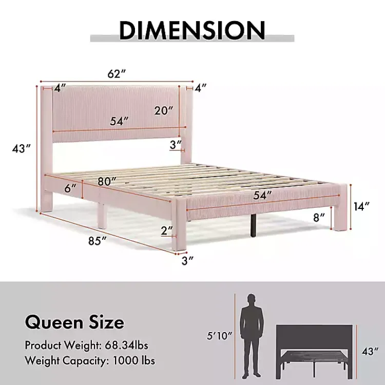 Kirklands Home Beds & Headboards|Upholstered Dalia Queen Platform Bed Pink