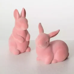 Velveteen Ceramic Bunnies, Set of 2 Easter Decorations