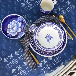 Kirklands Home Dinnerware|Pip Vintage Blue Floral Appetizer Plates, Set of 4