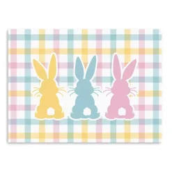 Clearance Plaid Bunny Trio Canvas Art Print Easter Decorations