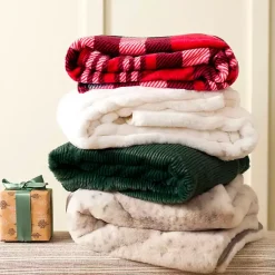 Hot Plush Red and Black Plaid Throw Blankets & Throws