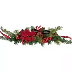Outlet Poinsettias and Ornaments Candle Centerpiece Christmas Centerpieces