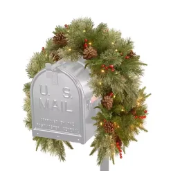 Outlet Pre-Lit Berries and Pine Cones Mailbox Swag Christmas Arrangements & Garland