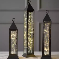 Sale Pre-Lit Metal Twinkle Lights Lantern, 15 in. Lanterns