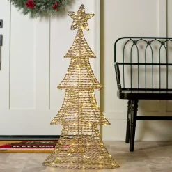 Online Pre-Lit Champagne Glitter Christmas Tree, 41 in. Outdoor Christmas Decorations