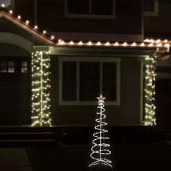 Clearance Pre-Lit Clear White Spiral Tree, 4 ft. Outdoor Christmas Decorations