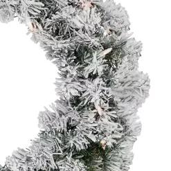 Hot Pre-Lit Flocked Madison Pine Wreath Christmas Wreaths