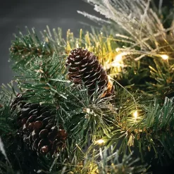 Pre-Lit Flocked Mixed Pine and Pinecone Garland Christmas Arrangements & Garland