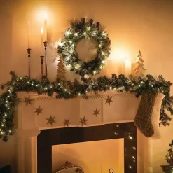 Discount Pre-Lit Frosted Pine and Pinecone Christmas Wreath Christmas Wreaths