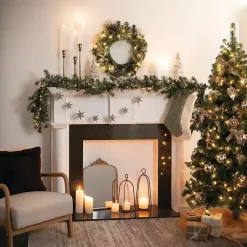 Discount Pre-Lit Frosted Pine and Pinecone Christmas Wreath Christmas Wreaths