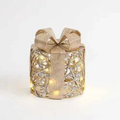 Outlet Pre-Lit Glitter Christmas Gift Box, 6 in. Outdoor Christmas Decorations
