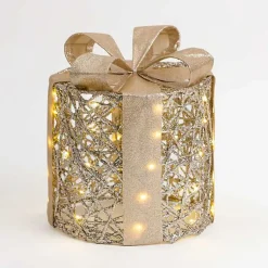 New Pre-Lit Glitter Christmas Gift Box, 10 in. Outdoor Christmas Decorations