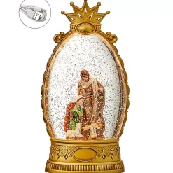 Pre-Lit en Crown Holy Family Snow Globe Christmas Decorations