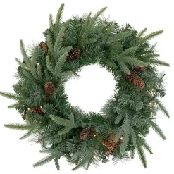 Hot Pre-Lit Mixed Pinecones Wreath Christmas Wreaths