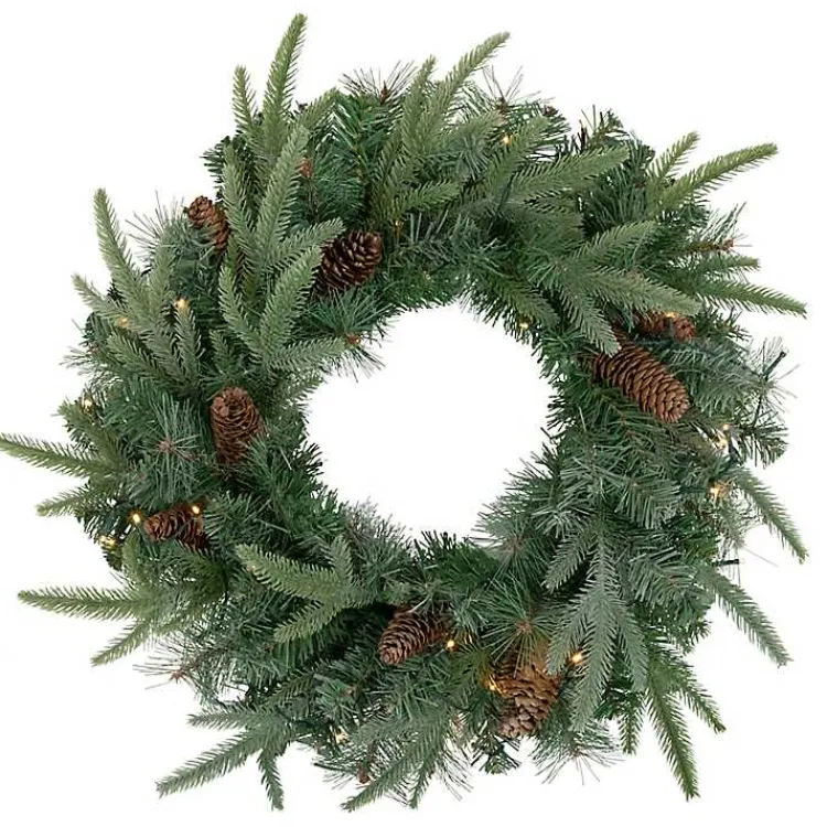 Hot Pre-Lit Mixed Pinecones Wreath Christmas Wreaths