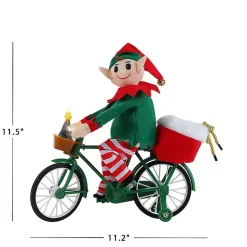 Pre-Lit Moving Christmas Elf Bicycle Figurine Christmas Decorations