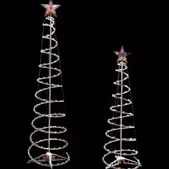 Outlet Pre-Lit Multicolor White Spiral Trees, Set of 2 Outdoor Christmas Decorations