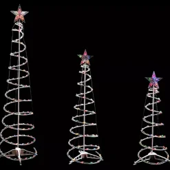 Online Pre-Lit Multicolor White Spiral Trees, Set of 3 Outdoor Christmas Decorations