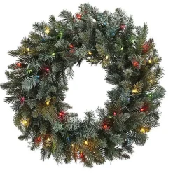 Online Pre-Lit Multicolored Pine Branch Wreath Christmas Wreaths