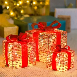 Best Pre-Lit Iridescent Christmas Gift Box, 10 in. Outdoor Christmas Decorations