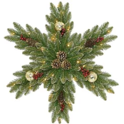 Pre-Lit Snow Sprinkled Christmas Snowflake Wreath Christmas Wreaths