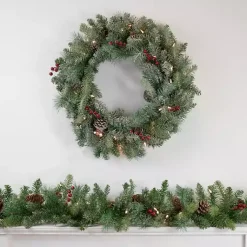 Hot Pre-Lit Snowy Waterloo Pine Wreath Christmas Wreaths
