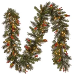 Outlet Pre-Lit Wintry Pine Christmas Garland, 9 ft. Christmas Arrangements & Garland