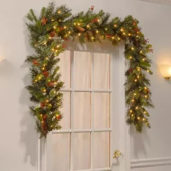 Outlet Pre-Lit Wintry Pine Christmas Garland, 9 ft. Christmas Arrangements & Garland