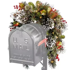 Discount Pre-Lit Wintry Pine Mailbox Swag Christmas Wreaths