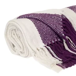 Discount Purple Chalet Striped Fringe Throw Blankets & Throws
