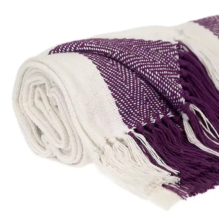 Discount Purple Chalet Striped Fringe Throw Blankets & Throws