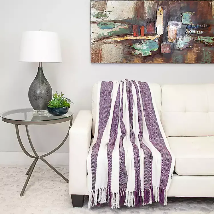Discount Purple Chalet Striped Fringe Throw Blankets & Throws
