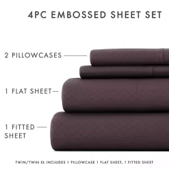 Kirklands Home Bed Sheets|Embossed Checkered 3-pc. Twin Sheet Set Purple