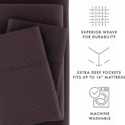 Kirklands Home Bed Sheets|Embossed Checkered 3-pc. Twin Sheet Set Purple