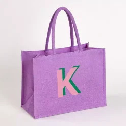 New Monogram K Jute Tote Bag Monogram Seasonal Decor