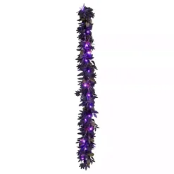 Best Purple Pre-Lit Black Leaves Garland Halloween