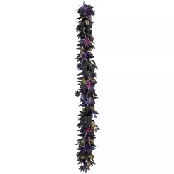 Best Purple Pre-Lit Black Leaves Garland Halloween