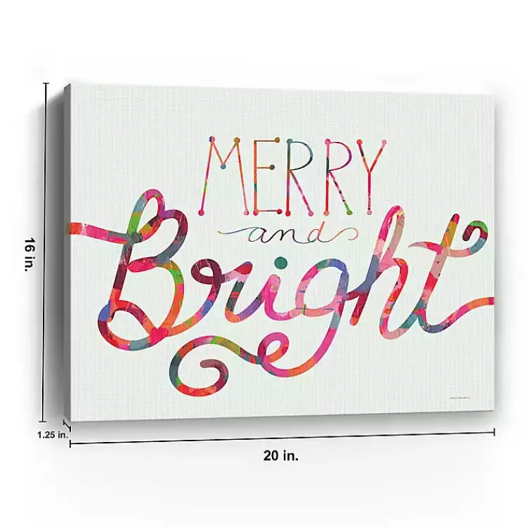 Outlet Rainbow Merry and Bright Canvas Art Print Christmas Art & Wall Decor