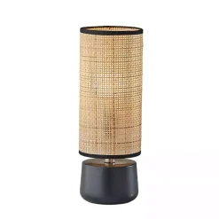 Kirklands Home Table Lamps|Rattan Cylinder Shade Black Base Table Lamp