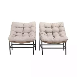 Kirklands Home Outdoor Seating|Rattan Scoop Chairs with Cushions, Set of 2