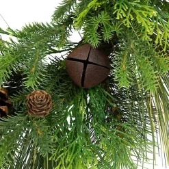 Discount Real Touch Pine and Cedar Jingle Bell Wreath Christmas Wreaths