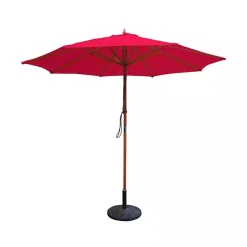 Kirklands Home Outdoor Accent Furniture|9 Ft. Wooden Pole Market Umbrella Red